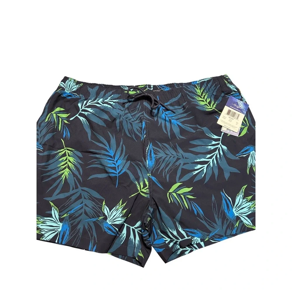 Kanu Surf Navy Tropical Swim Trunks 3X – Compression‎ Liner – NWT